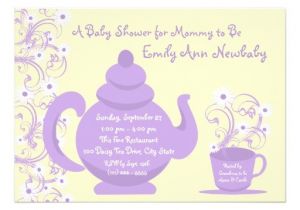 Purple and Yellow Baby Shower Invitations Tea Party Baby Shower Purple and Yellow Invitations