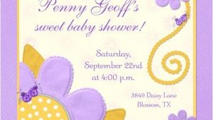 Purple and Yellow Baby Shower Invitations Yellow Ladybugs Purple Flowers Shower Card Cute Summery