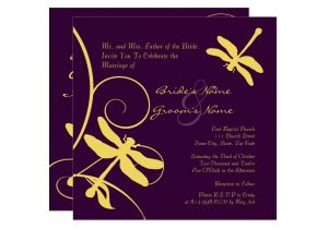 Purple and Yellow Wedding Invitations Yellow and Purple Dragonfly Wedding Invitation Zazzle