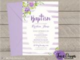 Purple Baptism Invitations Christening Invitations Baptism Invitation Print