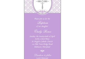 Purple Baptism Invitations Framed Cross Purple Christening Invitations