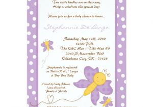 Purple butterfly Baby Shower Invites 5×7 Twins Purple butterfly Baby Shower Invitation