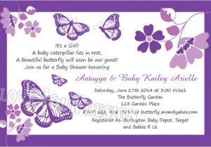 Purple butterfly Baby Shower Invites Purple butterfly Baby Shower Invitations