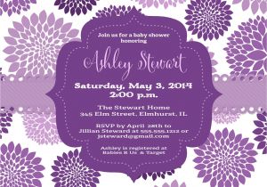 Purple butterfly Baby Shower Invites theme Purple Baby Shower Invitations