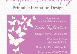 Purple butterfly Bridal Shower Invitations Purple butterfly Baby Shower Invitation butterfly Bridal