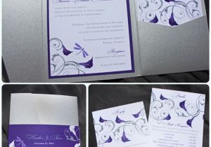 Purple Calla Lily Wedding Invitations Dragonfly Calla Lily Swirl Belly Band Pocketfolds