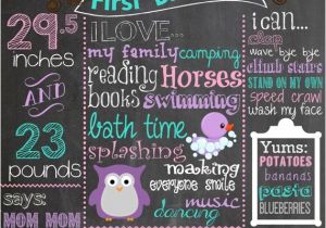 Purple Owl First Birthday Invitations First Birthday Colored Chalkboard Poster Invitation