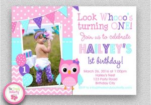 Purple Owl First Birthday Invitations Girls Birthday Invitation Girls 1st Birthday Invitation
