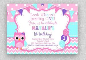 Purple Owl First Birthday Invitations Pink Purple Turquoise Owl Invitation Girls Owl Birthday