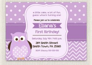 Purple Owl First Birthday Invitations Purple Birthday Invitation Girls Owl Lavender 1st 2nd 3rd