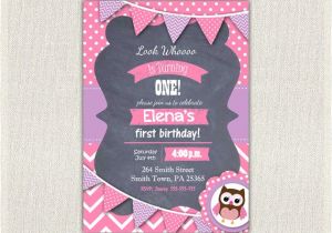 Purple Owl First Birthday Invitations Purple Birthday Invitation Girls Owl Lavender 1st 2nd 3rd