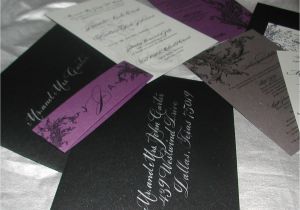 Purple Silver and Black Wedding Invitations Black and Purple Wedding Invitation Lettering Art Studio