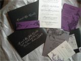 Purple Silver and Black Wedding Invitations Black and Purple Wedding Invitation Lettering Art Studio