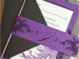 Purple Silver and Black Wedding Invitations Limeade Wedding Invitation Suite with Belly Band Purple
