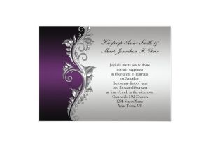 Purple Silver and Black Wedding Invitations Vintage Purple Black and Silver Wedding Invitation Zazzle Ca
