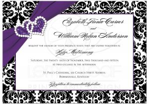 Purple Silver and Black Wedding Invitations Wedding Invitation Purple Black White Damask Joined