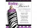 Purple Zebra Print Baby Shower Invitations Baby Shower Invitations Zebra Print Baby Bottle Purple