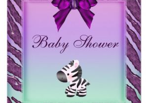 Purple Zebra Print Baby Shower Invitations Cute Zebra & Animal Print Purple Baby Shower Invitation