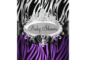 Purple Zebra Print Baby Shower Invitations Purple Zebra Print & Tiara Baby Shower Invite