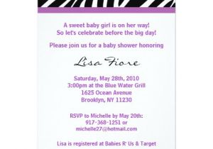 Purple Zebra Print Baby Shower Invitations Trendy Purple Zebra Print Baby Shower Invitations