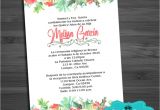 Quinceanera Invitations 2018 Coral Green Watercolor Mis Xv Anos Birthday Invitations