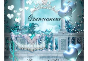 Quinceanera Invitations Masquerade theme Masquerade Quinceanera 15 Teal Birthday Party 5 25×5 25