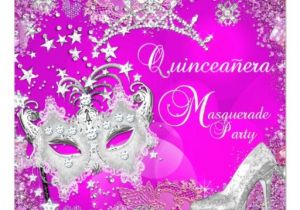 Quinceanera Invitations Masquerade theme Masquerade Quinceanera 15th Party Tiara Shoe 5 25 Quot Square