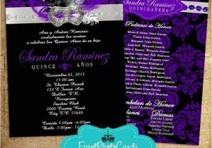 Quinceanera Invitations Masquerade theme Purple Black Masquerade Quinceanera Masquerade theme
