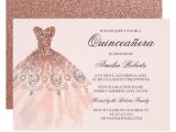 Quinceanera Picture Invitations Rose Gold Sparkle Dress Quinceanera Invitation Zazzle Com
