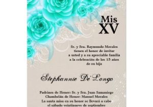Quinceanera Quotes In Spanish for Invitations 5×7 Aqua Roses Quinceanera Birthday Invitation Aqua