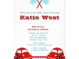 Race Car Baby Shower Invitations Vintage Red Race Car Baby Shower Invitation 5 Quot X 7
