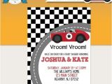 Race Car Baby Shower Invitations Vintage Red Racing Car Baby Shower Invitation Printable
