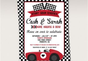 Race Car Baby Shower Invitations Vintage Red Racing Car Baby Shower Party Printable Invitation