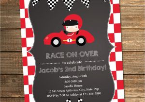 Race Car themed Birthday Invitations Race Car Birthday Invitation Boy Birthday Second