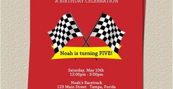 Race Car themed Birthday Invitations Race Track Birthday Party Invitations Boys Red