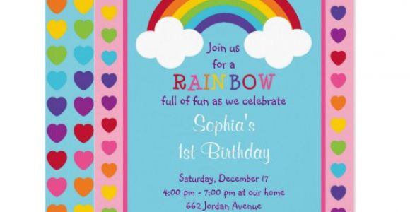 Rainbow Birthday Invitation Template Rainbow 1st Birthday Invitation Zazzle Com