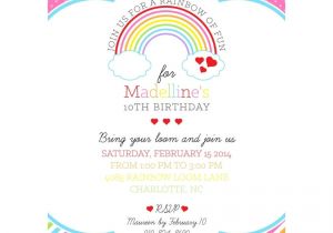 Rainbow Birthday Invitation Template Rainbow Loom Birthday Party Printable Invitation Rainbow
