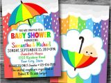 Rainbow themed Baby Shower Invitations Rainbow Baby Announcement Cards Baby Shower Invites