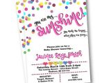 Rainbow themed Baby Shower Invitations Rainbow Baby Shower Invitation Hearts Dots Confetti You