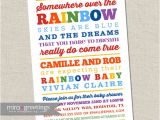 Rainbow themed Baby Shower Invitations Rainbow Baby Shower Invitation somewhere Over the