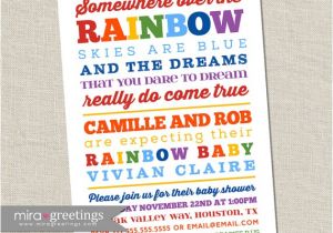 Rainbow themed Baby Shower Invitations Rainbow Baby Shower Invitation somewhere Over the