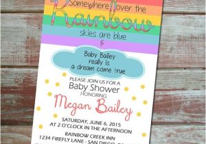 Rainbow themed Baby Shower Invitations somewhere Over the Rainbow Baby Shower Invitation
