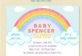 Rainbow themed Baby Shower Invitations somewhere Over the Rainbow Baby Shower Invitation Rainbow