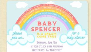 Rainbow themed Baby Shower Invitations somewhere Over the Rainbow Baby Shower Invitation Rainbow