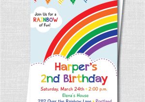 Rainbow themed Birthday Party Invitations Colorful Rainbow Birthday Party Invitation Rainbow themed