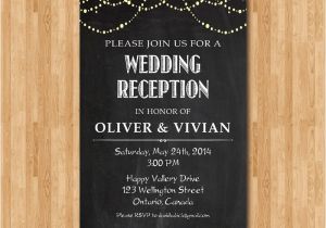 Reception Invitation Wordings Wedding Wedding Reception Invitation Reception Invite Chalkboard