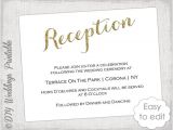Reception Invitation Wordings Wedding Wedding Reception Invitation Template Diy Gold