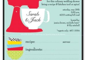 Recipe Bridal Shower Invitations Wording Kitchen Party Invitation with Perforated Recipe Card