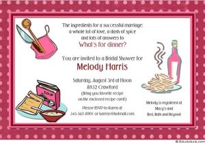 Recipe themed Bridal Shower Invitations Raspberry Kitchen Shower Invitation Recipe Card Deep