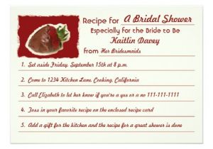 Recipe themed Bridal Shower Invitations Recipe Bridal Shower Invitations